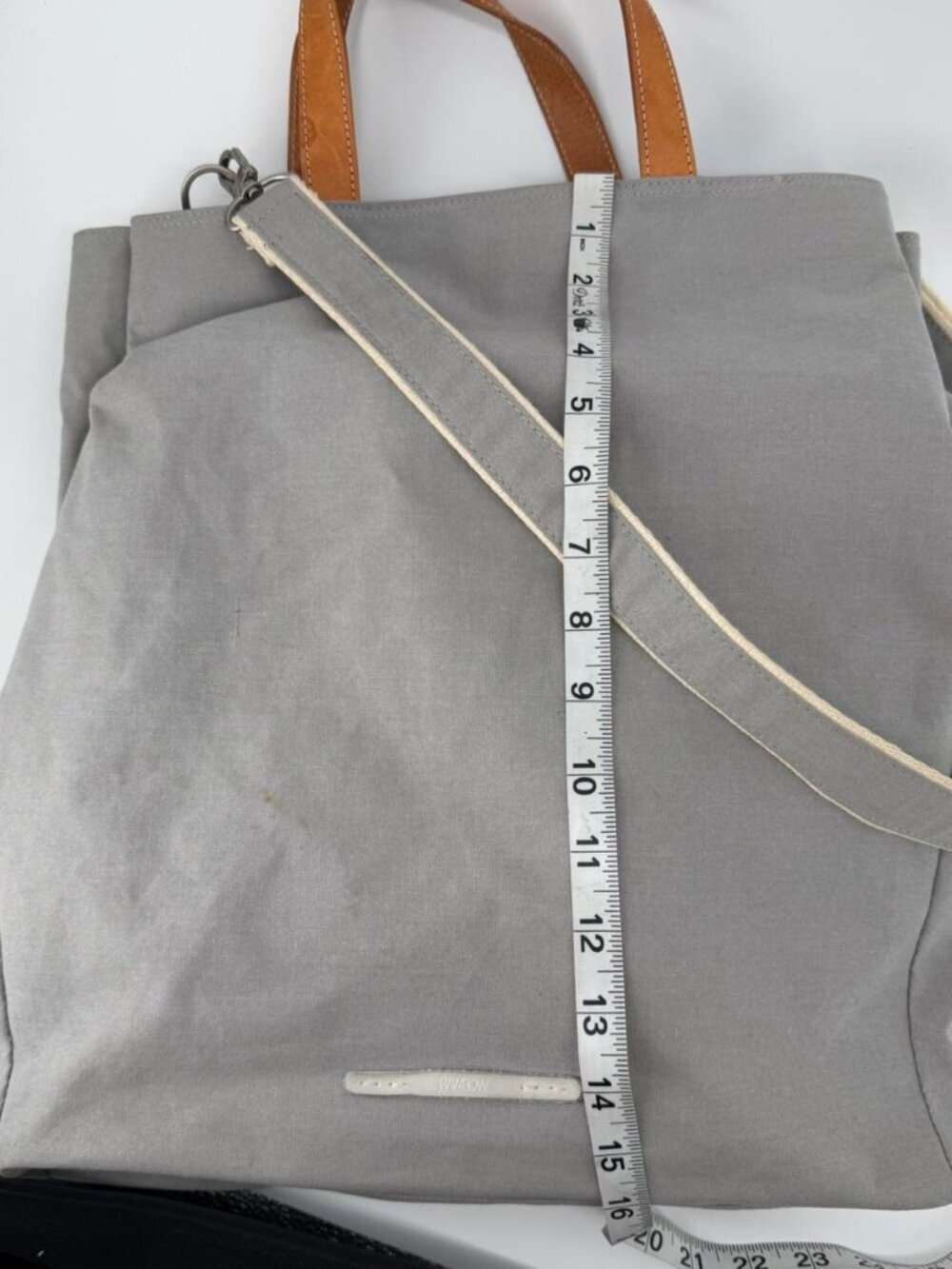 RAWROW R Bag Canvas Tote Bag Gray Crossbody Shoulder Bag Leather Handles Minimal - Picture 6 of 7